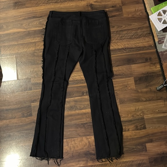 Fray Vertical Panel Stacked Flared Jeans - Picture 2 of 5